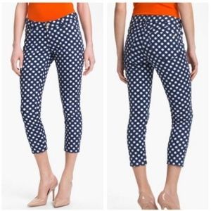 Kate Spade Blue & White Check Play Hooky Perry Street Crop Jeans